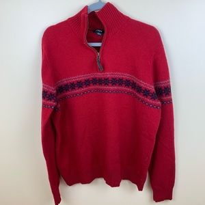 J Crew womens holiday winter zip sweater %100 wool